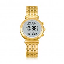 ساعة أذان ساعة يد إسلامية مع إضاءة خلفية ، تقويم هجري ، إنجليزي عربي إسلامي 