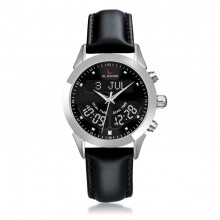 ساعة الصلاة الإسلامية أذان الوقت ساعة اليد مع التقويم الهجري القبلة البوصلة حزام جلد طبيعي الأذان تذكير AL-SAHAR -  1511