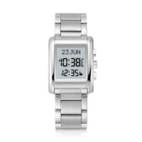 ساعة يد إسلامية مع إضاءة خلفية تقويم هجري إنجليزي عربي إسلامي