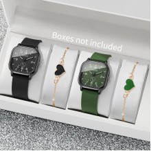 ساعة سيليكون حزام نسائية ساعات المعصم  أساور مجموعة