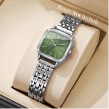 ساعات نسائية مربعة أنيقة ساعة يد كوارتز بسيطة للسيدات Reloj Mujer- 1511