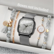 ساعة النساء سيليكون حزام  كوارتز ساعة اليد أساور مجموعة Reloj Mujer