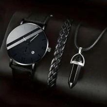 ساعة رجال الأعمال معصم من جلد كوارتز ساعة اليد طقم مجوهرات Reloj Hombre (بدون صندوق) 