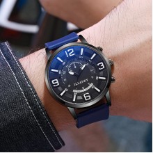 ساعة يد للرجال ساعة كوارتز معصم سيليكون حزام الساعات الرياضية للرجل ساعة Reloj Hombre (بدون صندوق)