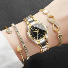 ساعة يد نسائية فاخرة كوارتز ساعة اليد أساور مجموعة Reloj Mujer