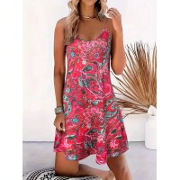 فستان كامي بطبعة بيزلي للسيدات لربيع والصيف، فستان عطلة أنيق