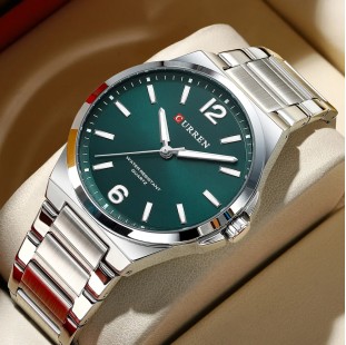 ساعة كوارتز رجالية كلاسيكية من CURREN 42 ملم مع سوار فولاذي غير قابل للصدأ  